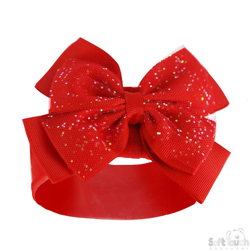 Red Headband w/Glitter Bow : HB92-R