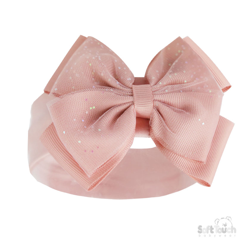 Rose Headband w/Glitter Bow : HB92-RO