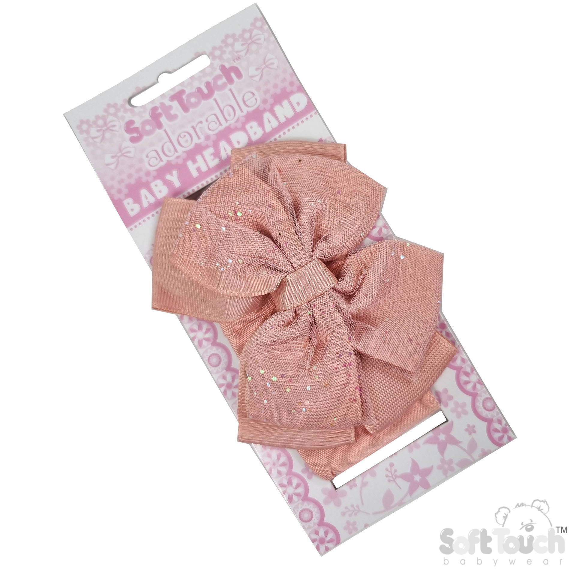 Rose Headband w/Glitter Bow : HB92-RO