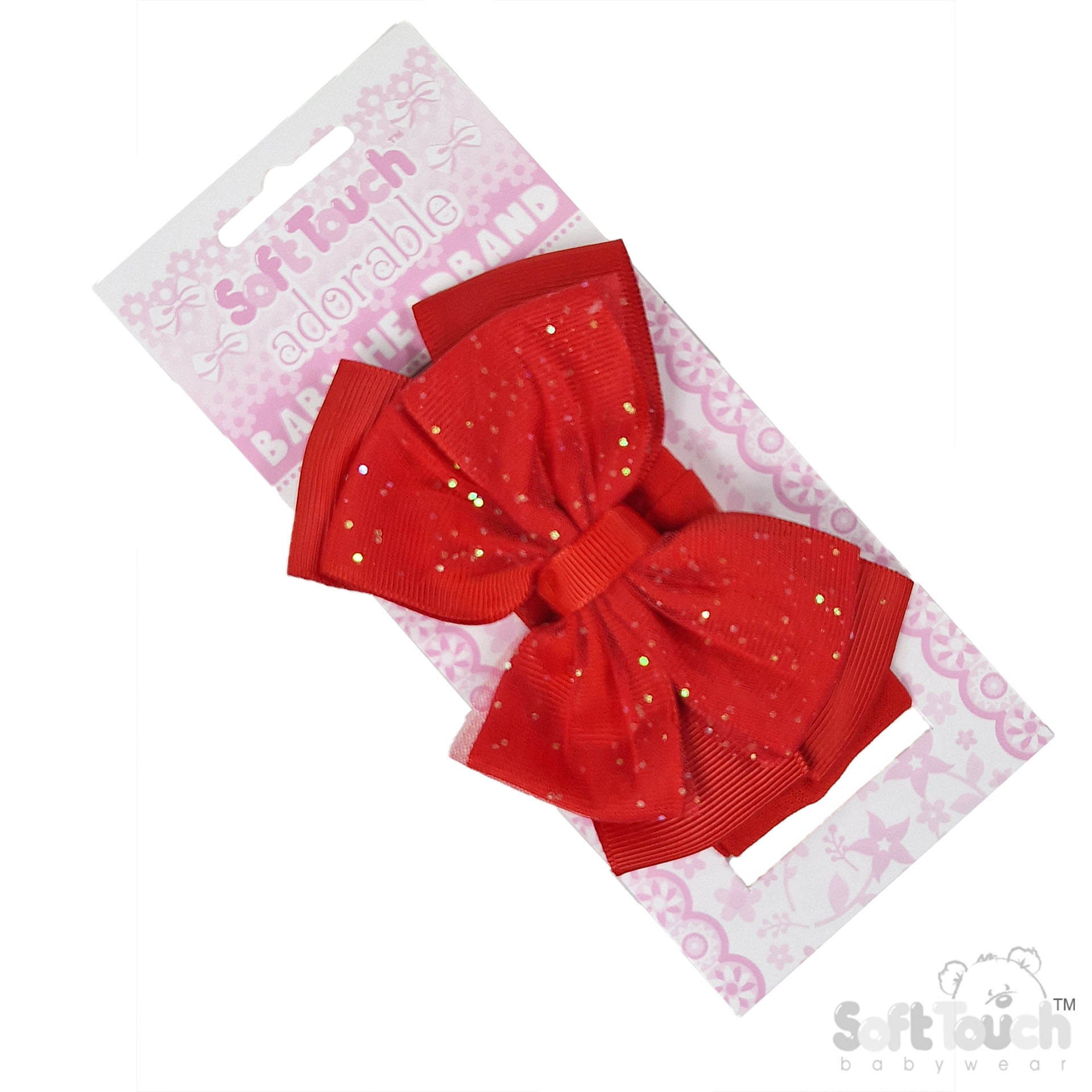 Red Headband w/Glitter Bow : HB92-R