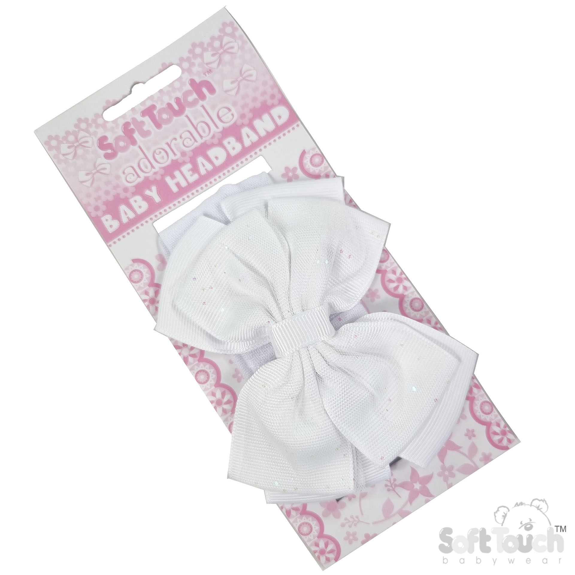 White Headband w/Glitter Bow : HB92-W