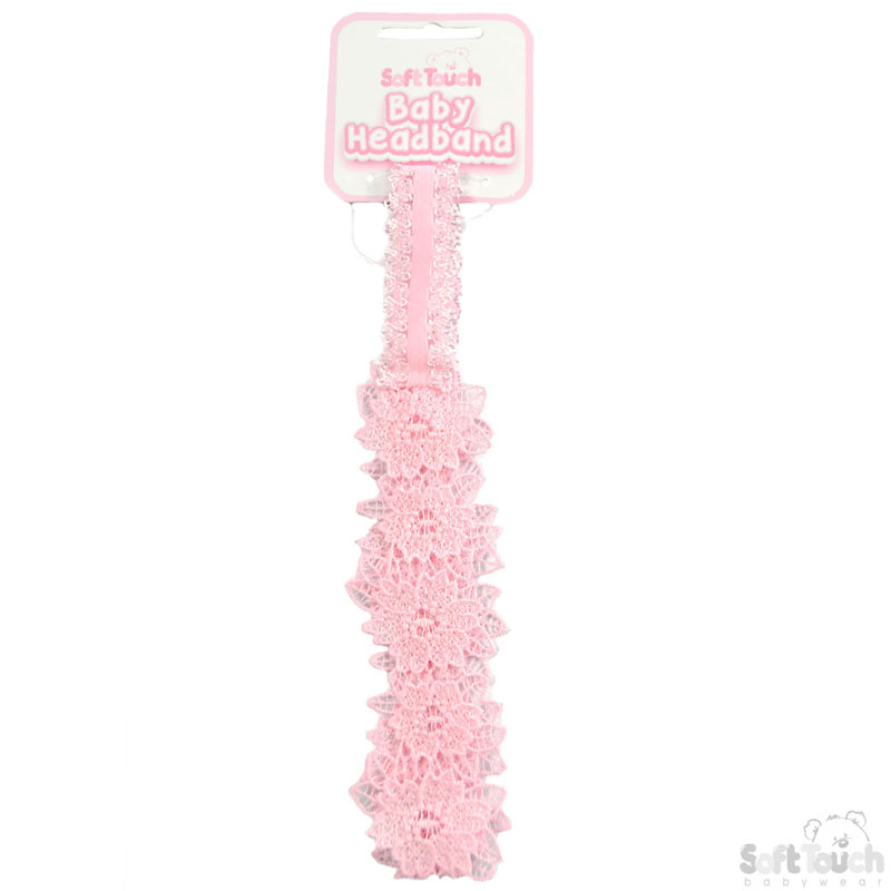 Pink Floral Lace Heaband: HB97-P