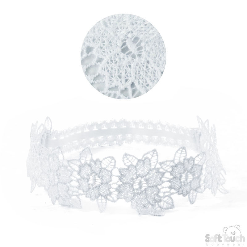 White Floral Lace Heaband : HB97-W