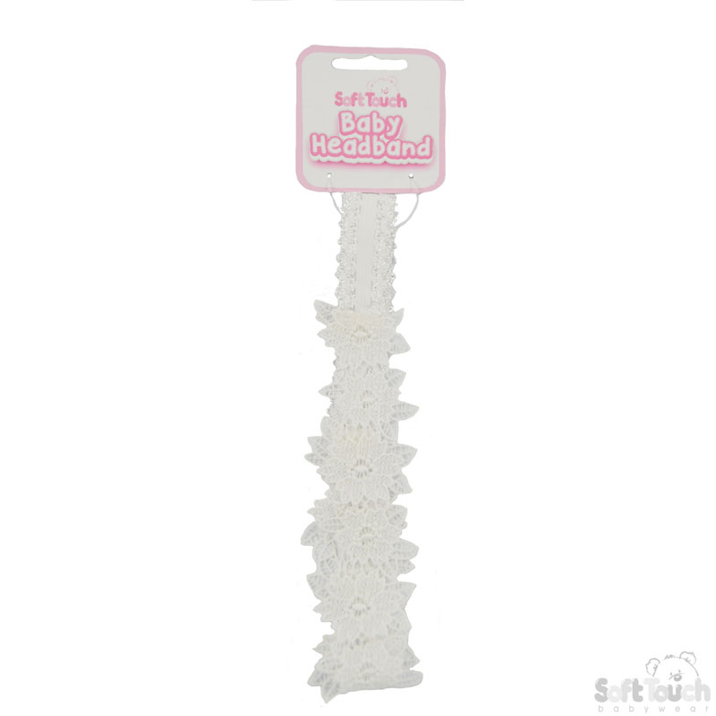 White Floral Lace Heaband : HB97-W