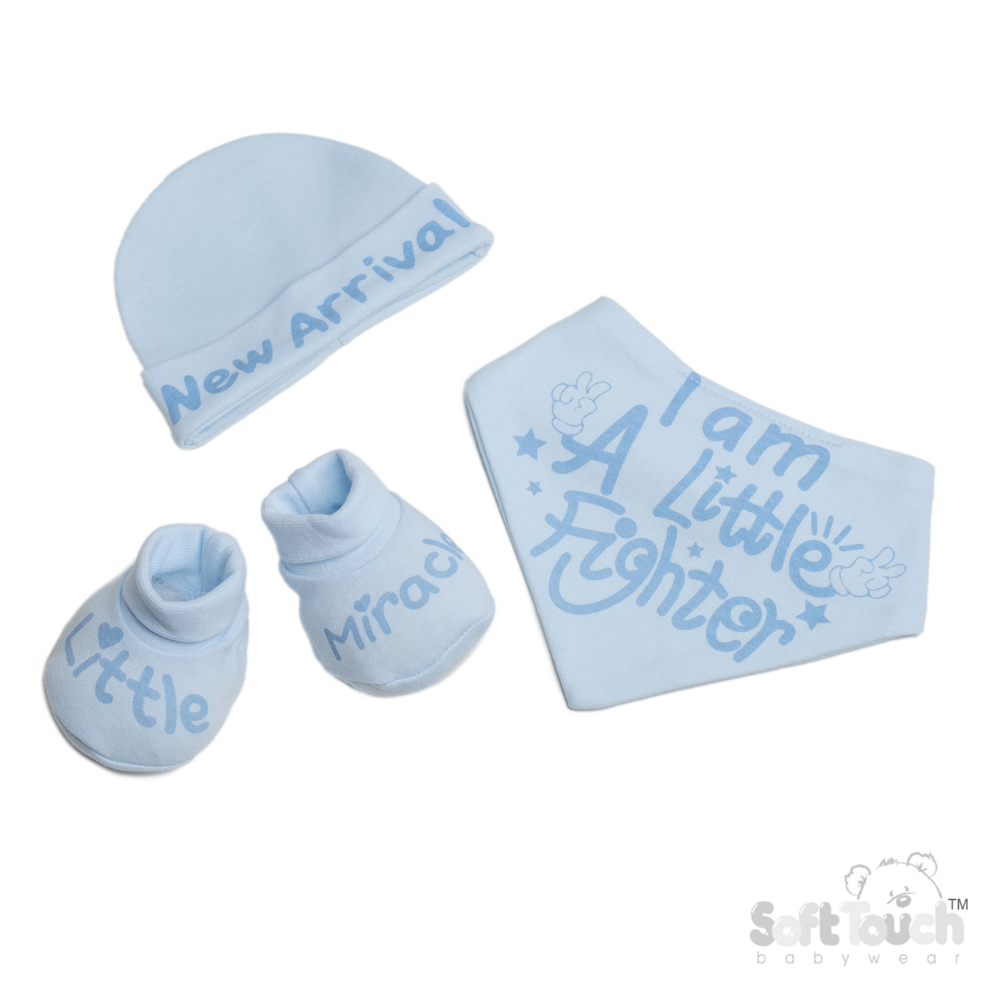 Blue Bib, Hat & Bootee Set : HBB262-B