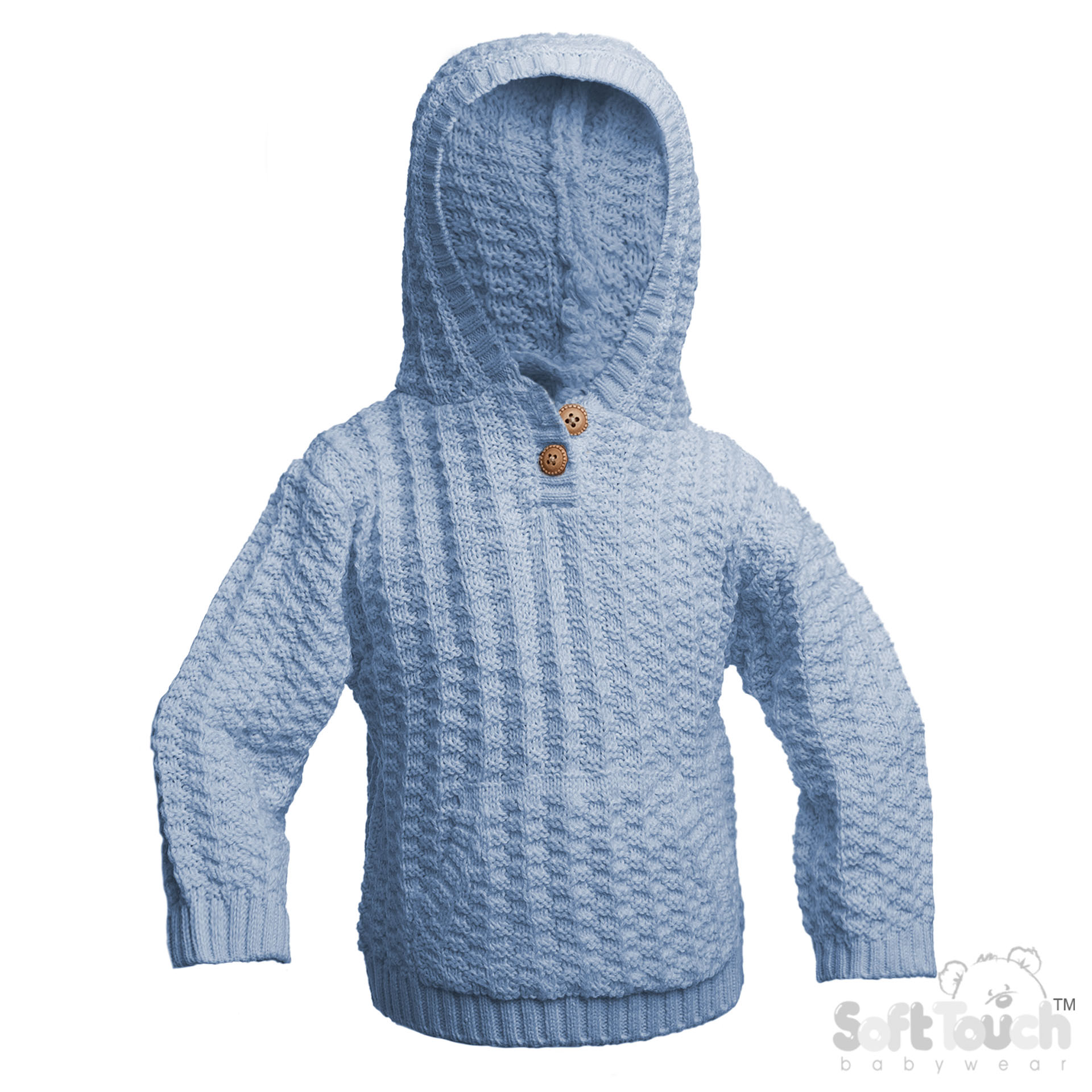 Blue Cable Knit Hoodie with Pocket : HD18-B
