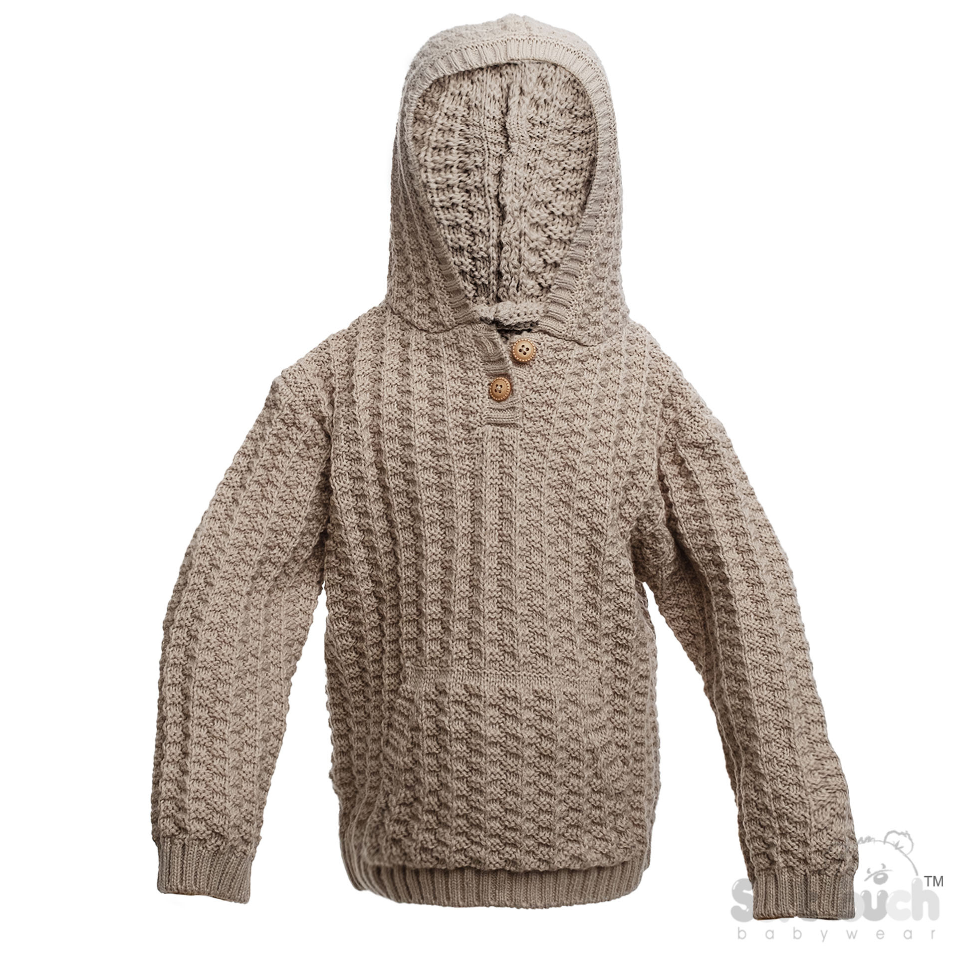 Biscuit Cable Knit Hoodie with Pocket : HD18-BI