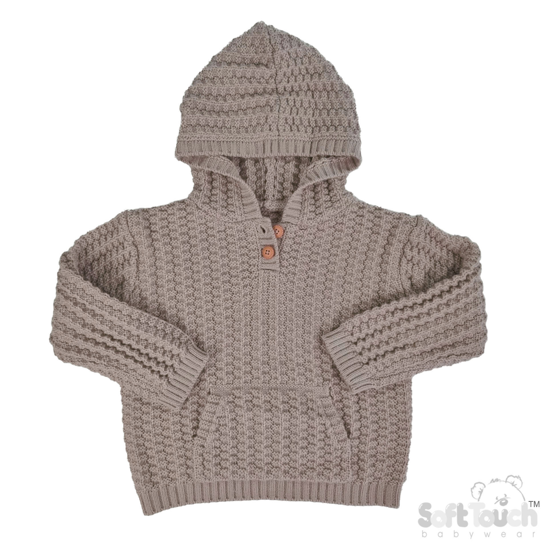Biscuit Cable Knit Hoodie with Pocket : HD18-BI