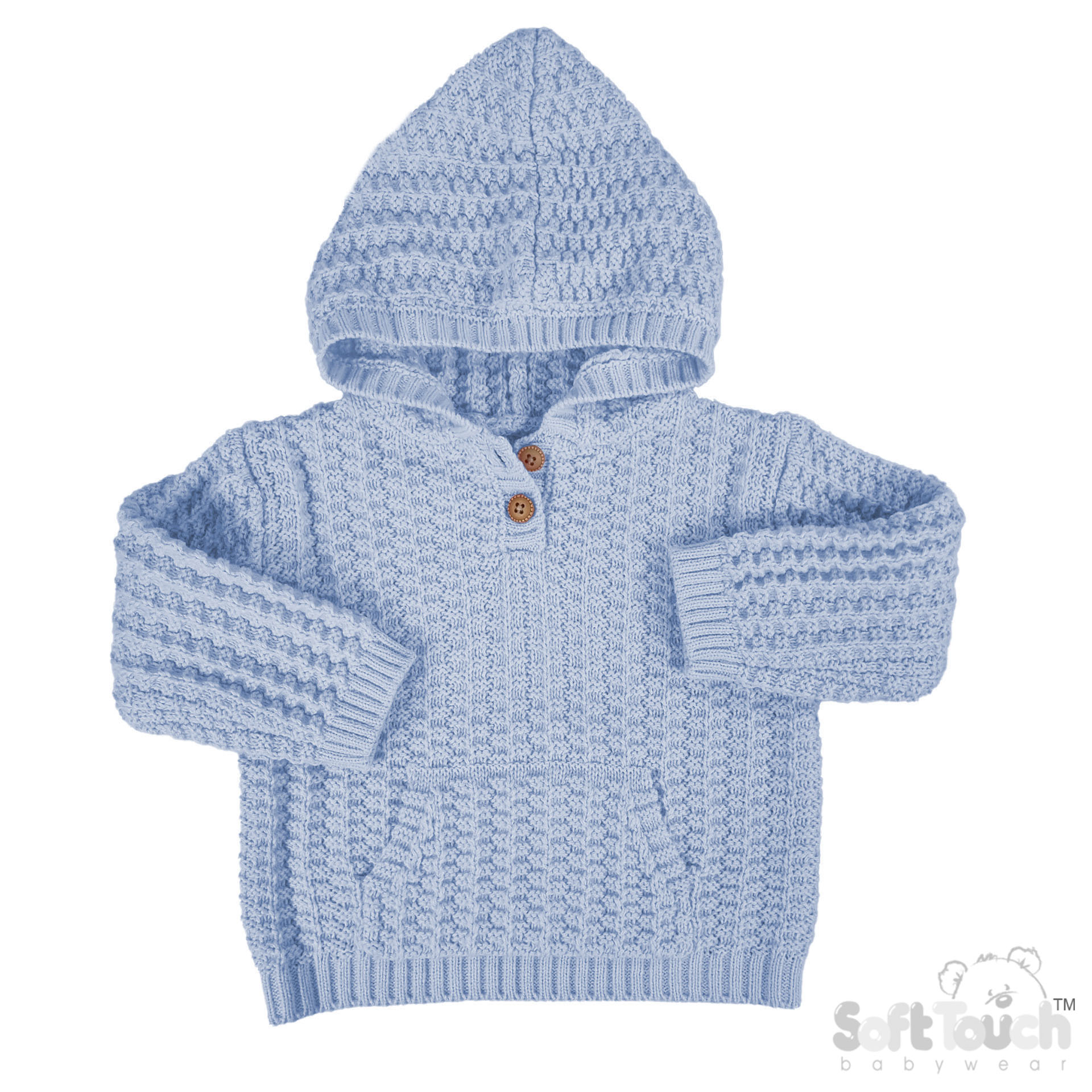 Blue Cable Knit Hoodie with Pocket : HD18-B