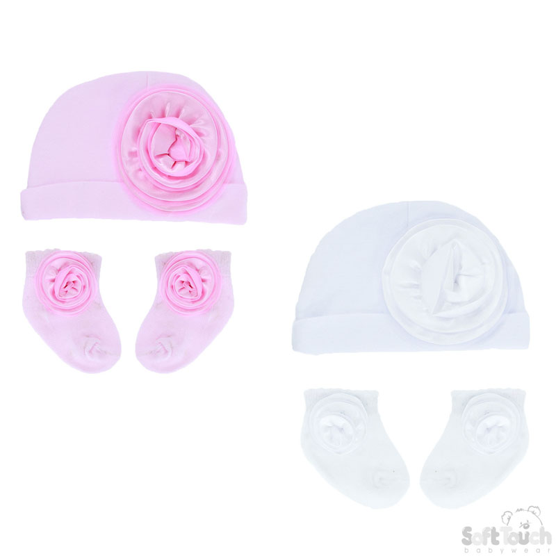 Hat & Socks Set W/Flower No. HS102