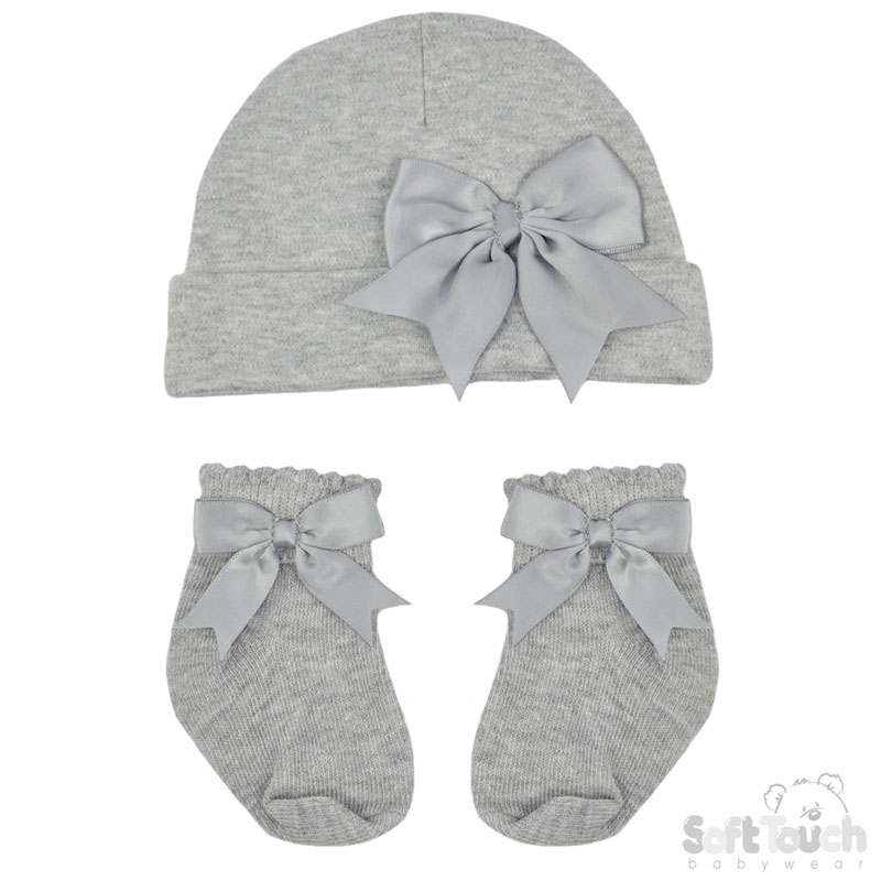 Hat & Socks Set w/Bow: HS104-G
