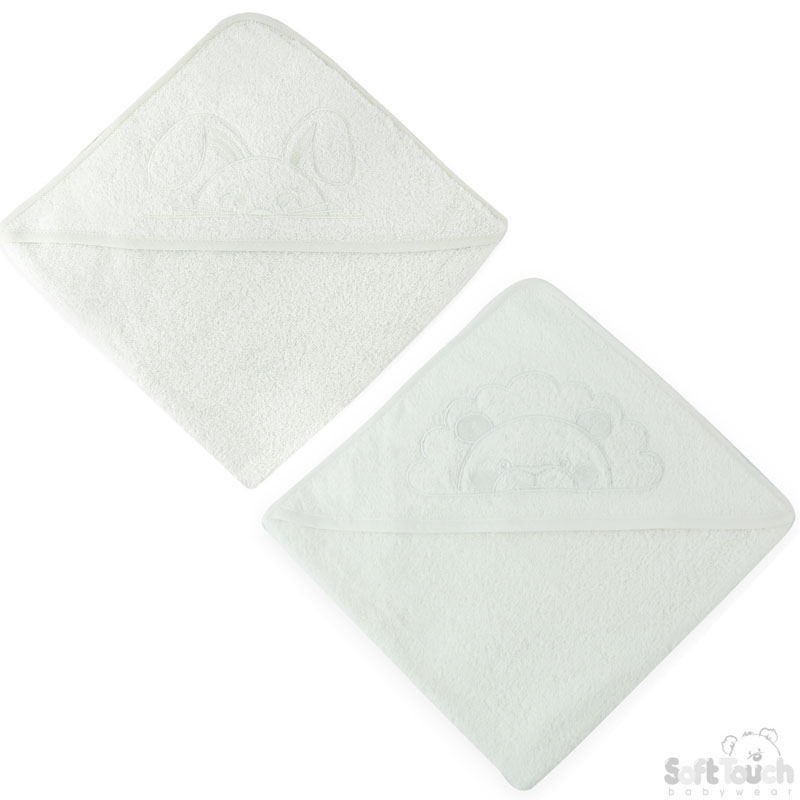 White Hooded Robe w/ Lion & Bunny Embroidery : HT11-W
