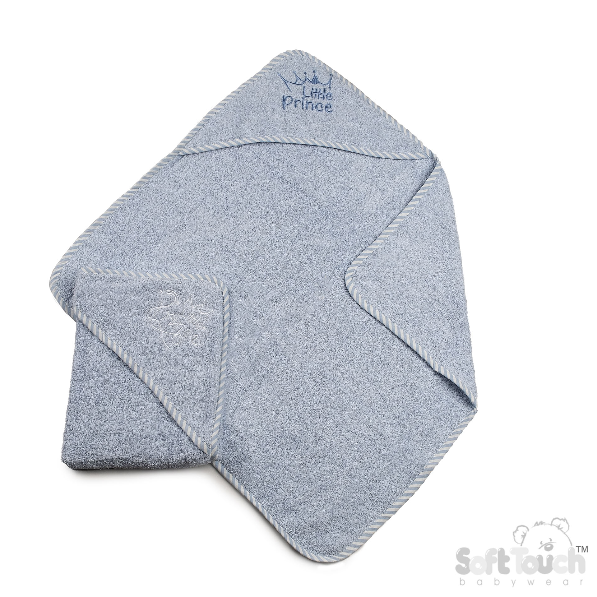 Blue Embroidered Hooded Robes with Striped Piping : HT13-B