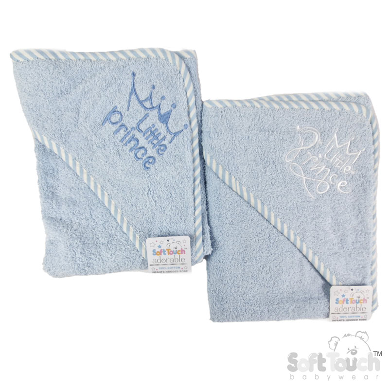 Blue Embroidered Hooded Robes with Striped Piping : HT13-B