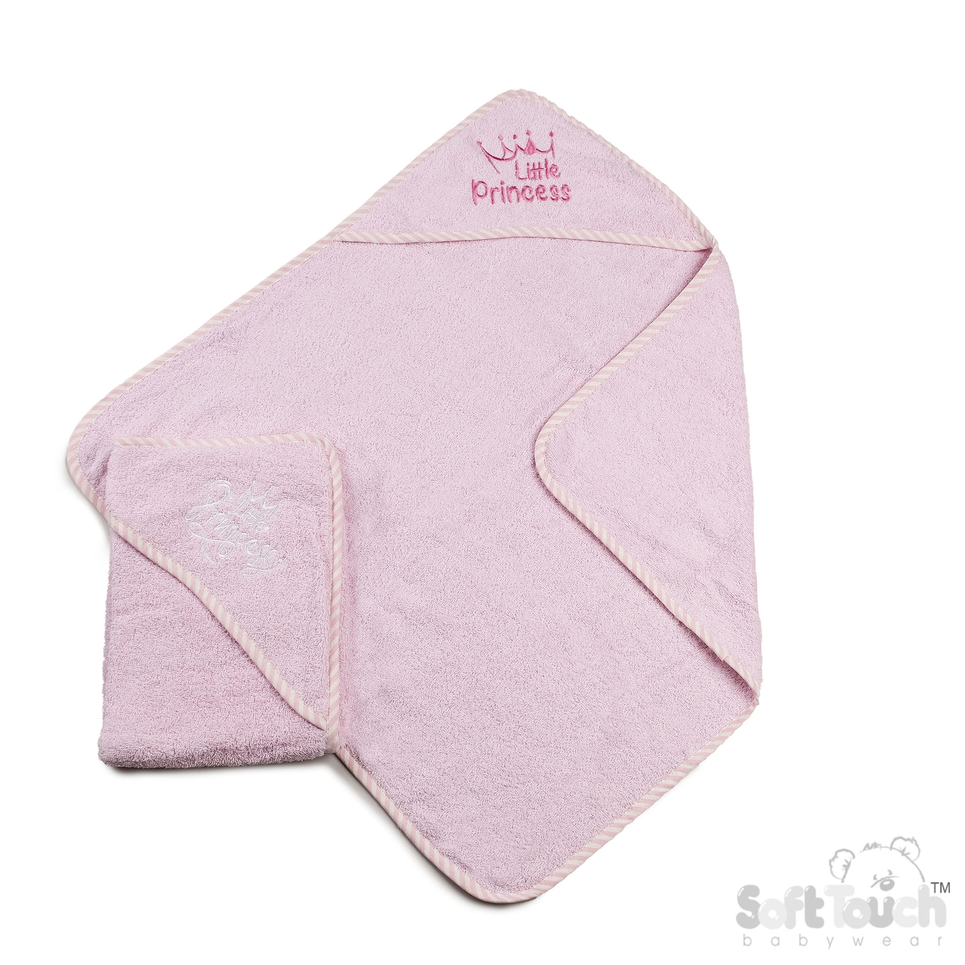 Pink Embroidered Hooded Robes with Striped Piping : HT13-P