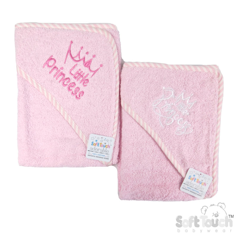 Pink Embroidered Hooded Robes with Striped Piping : HT13-P