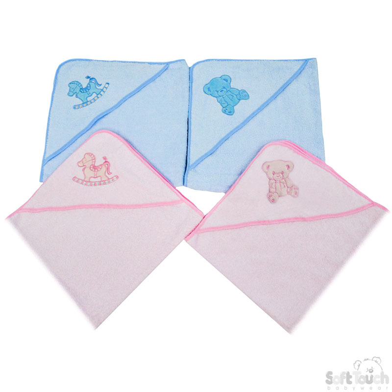 Pink/Blue Hooded Robe : Horse & Bear No. HT23-PB