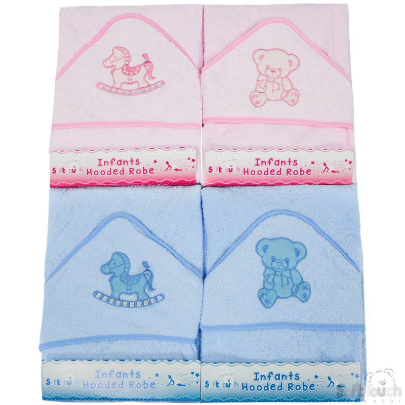 Pink/Blue Hooded Robe : Horse & Bear No. HT23-PB