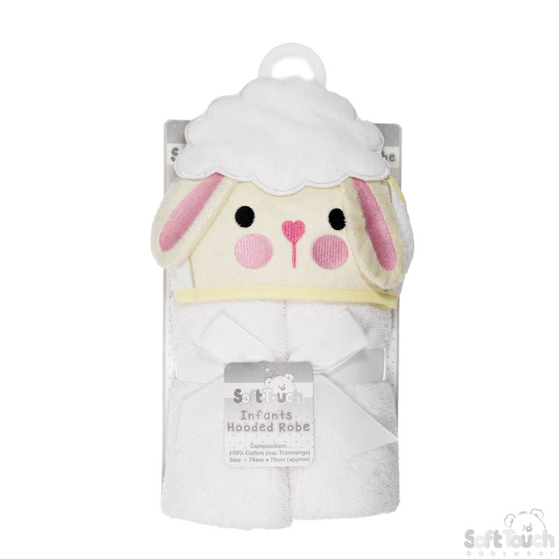 Infants Lamb Applique Hooded Robe No. HT34
