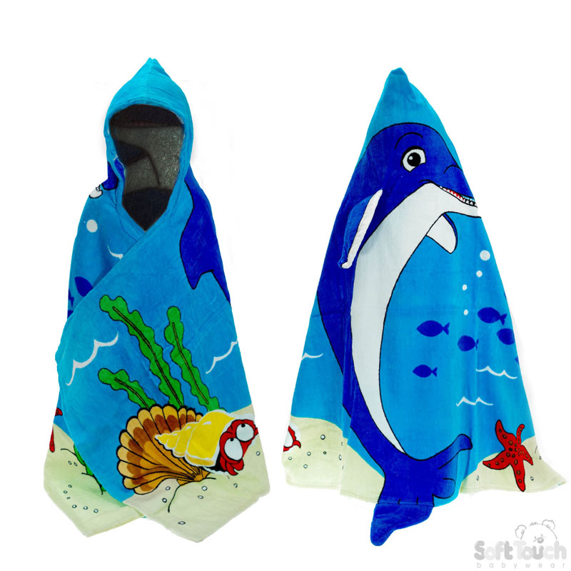 Printed Dolphin Velour Hooded Robes - HT40-D