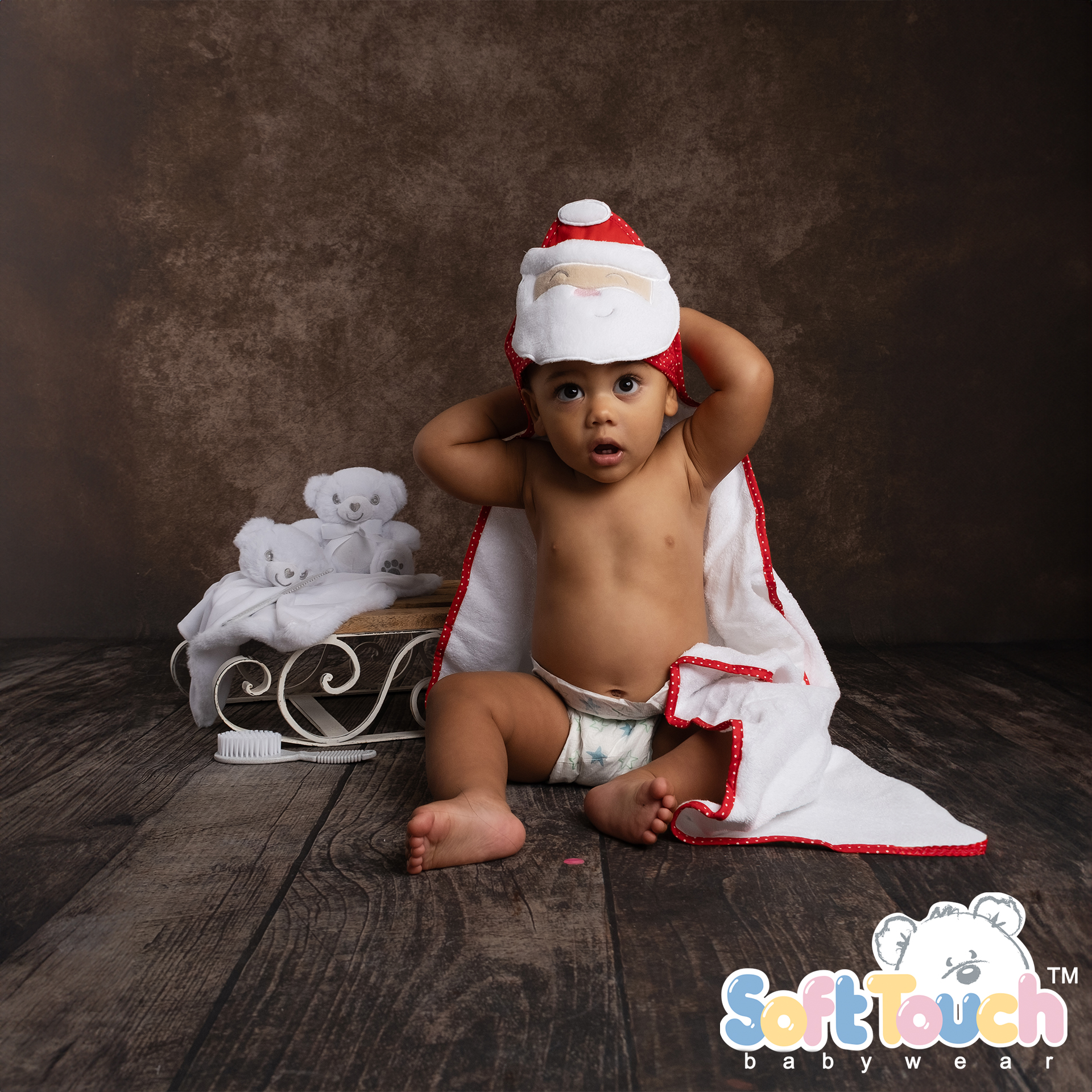 Infants Santa Applique Hooded Robe No. HT42-X