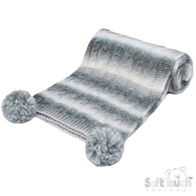 Grey/White Cable Hat and Wrap Set No. HW05-G