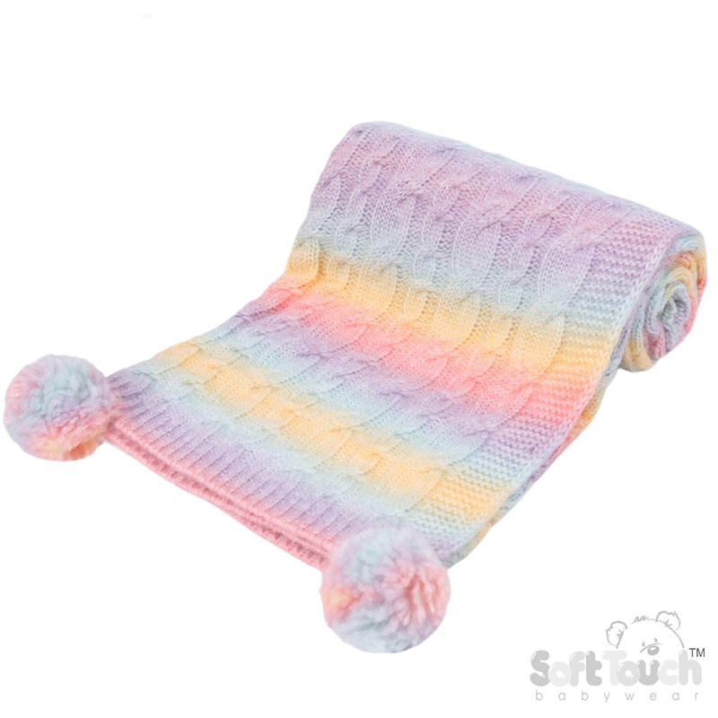 Mutli Coloured Cable Hat and Wrap Set No. HW05-P