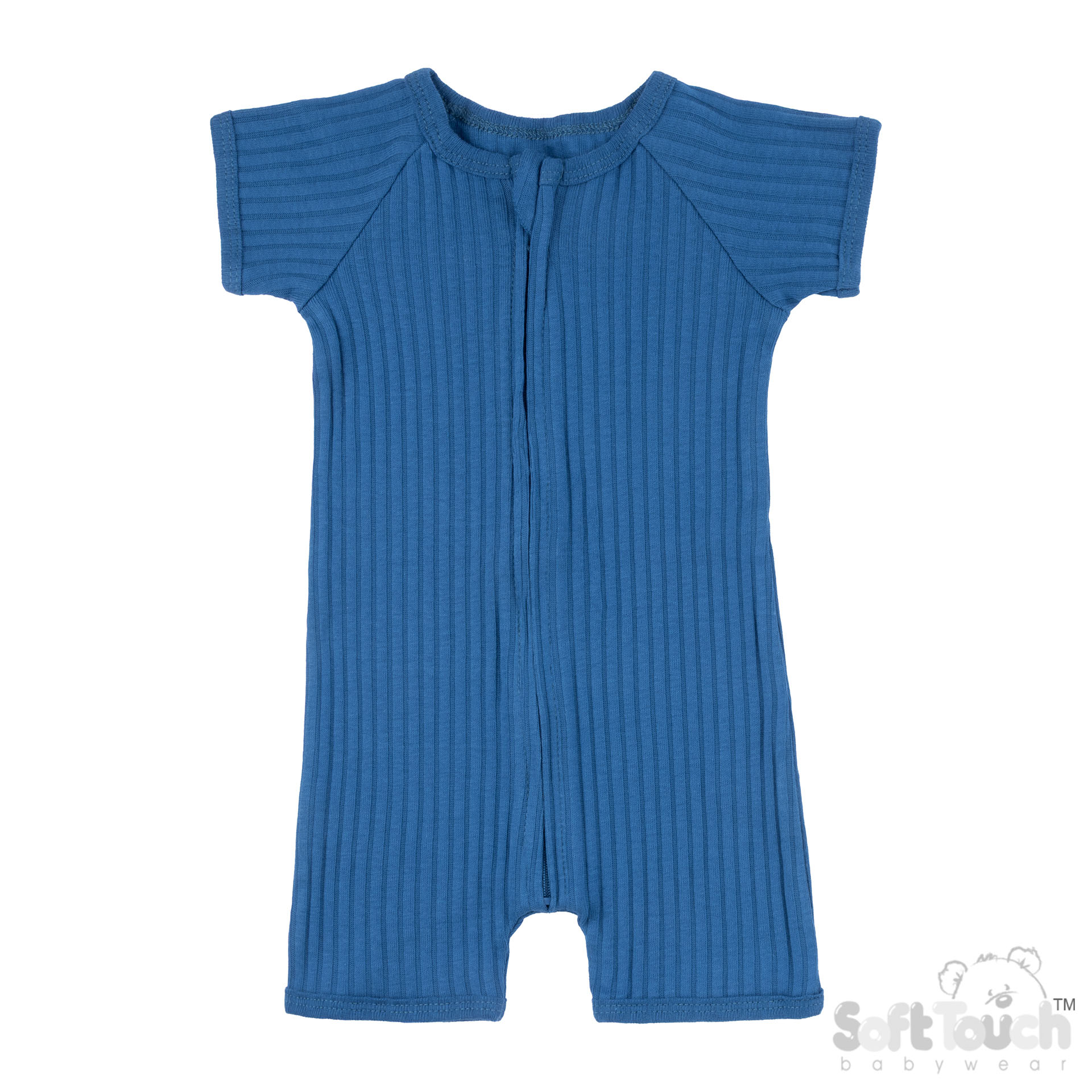 Azure Short Sleeved Ribbed Jumpsuit  No. JS4600-AZ-0-3m