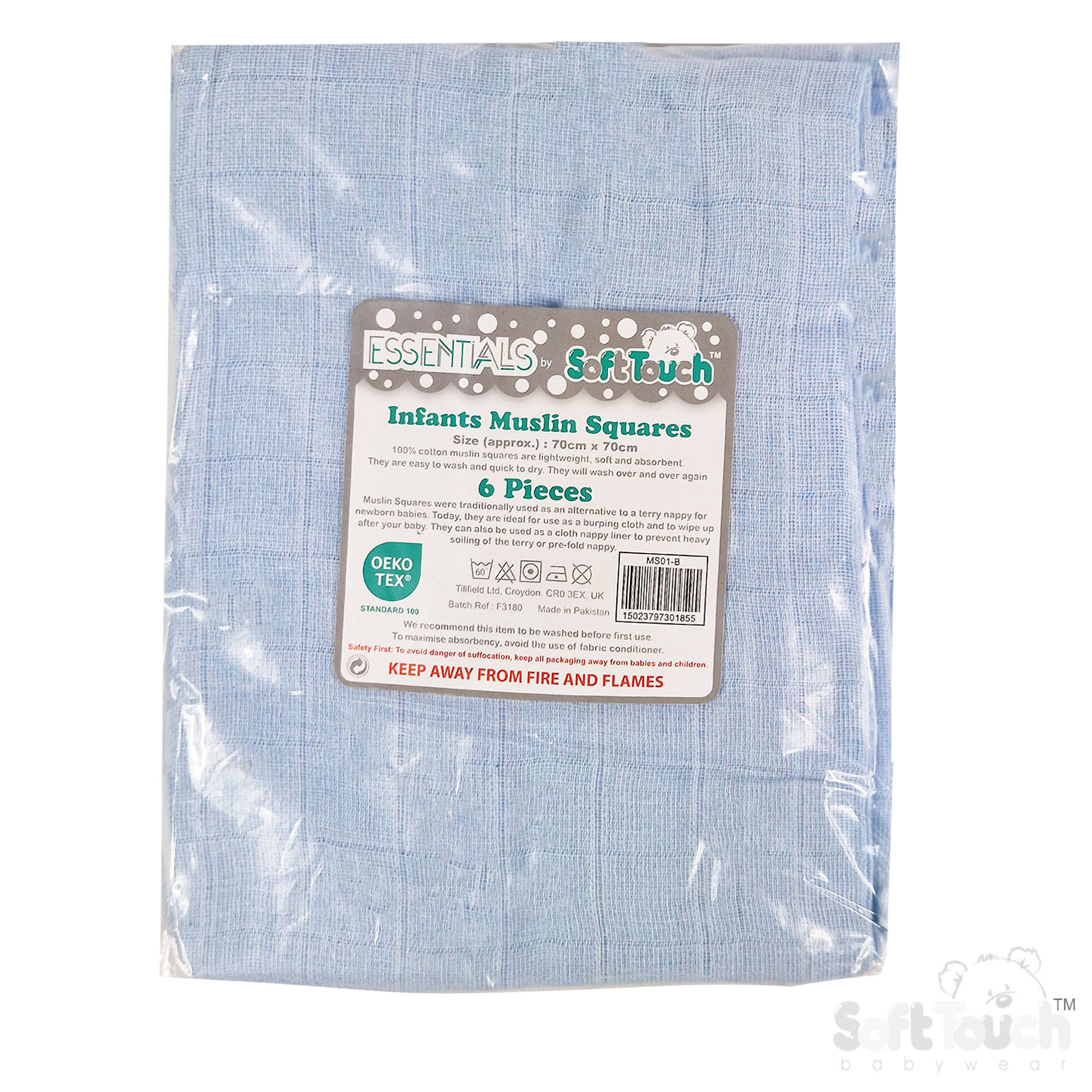 Blue Muslin Squares MS01-B (6pcs)