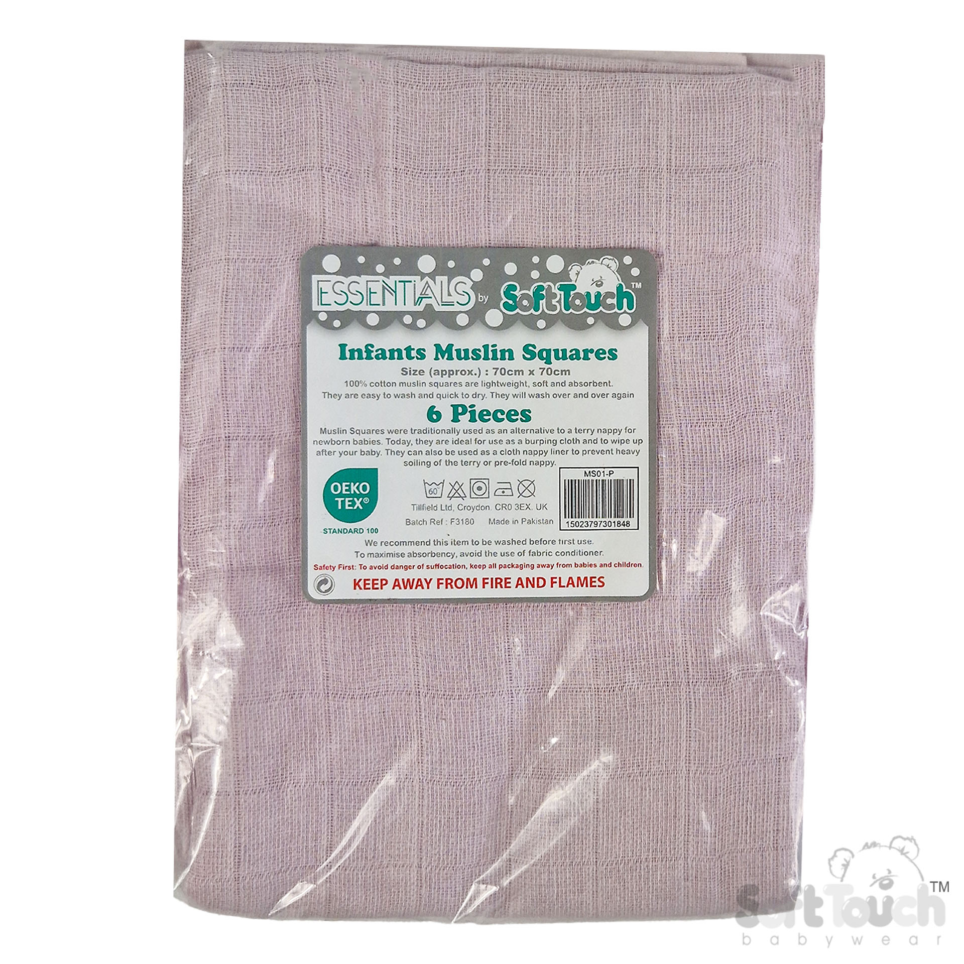 Pink Muslin Squares MS01-P (6pcs)