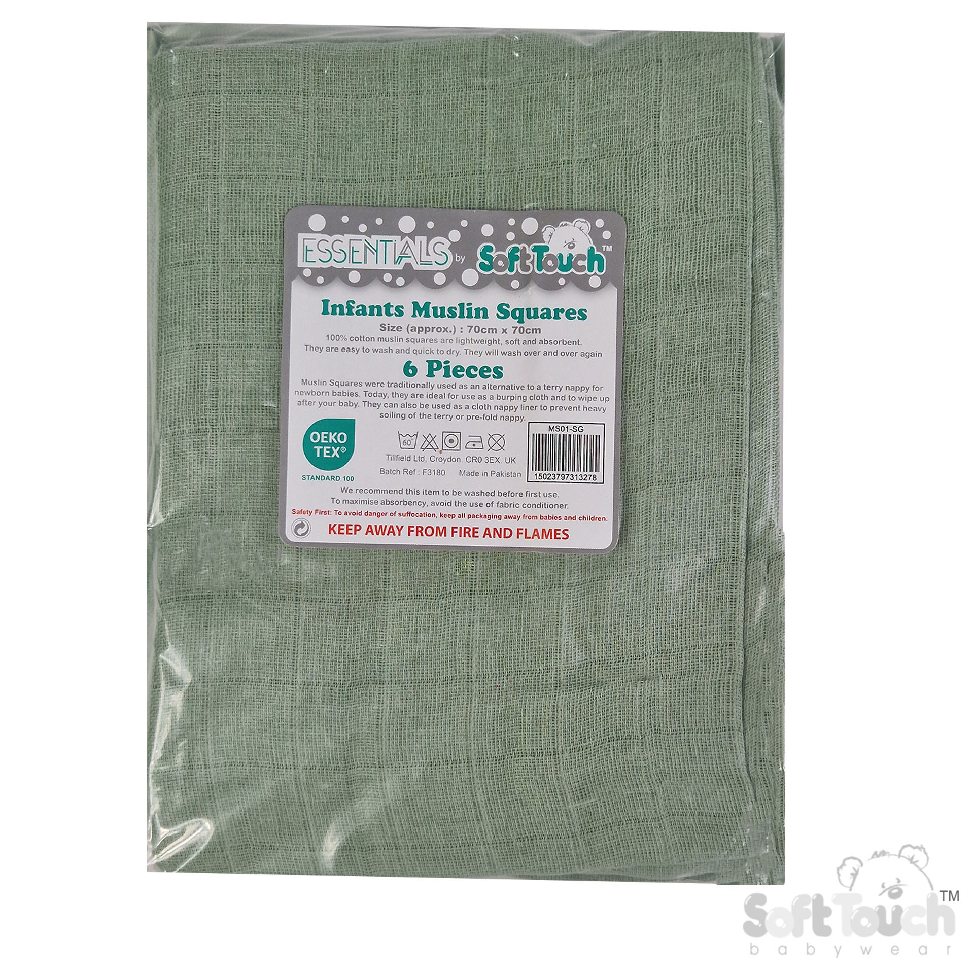Sage Green Muslin Squares MS01-SG (6pcs)