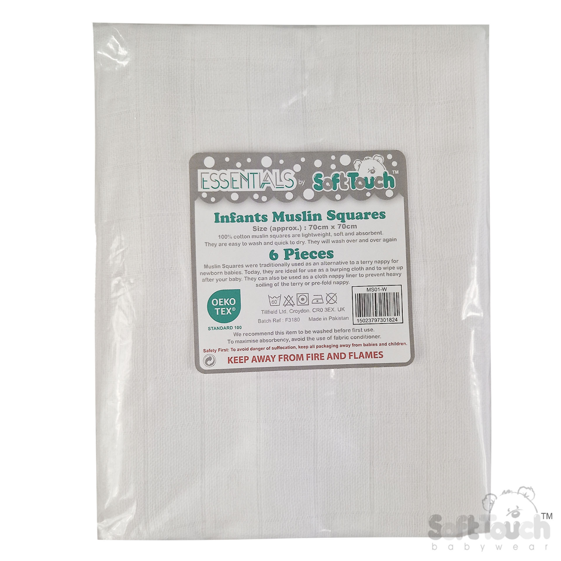 White Muslin Squares MS01-W (6pcs)