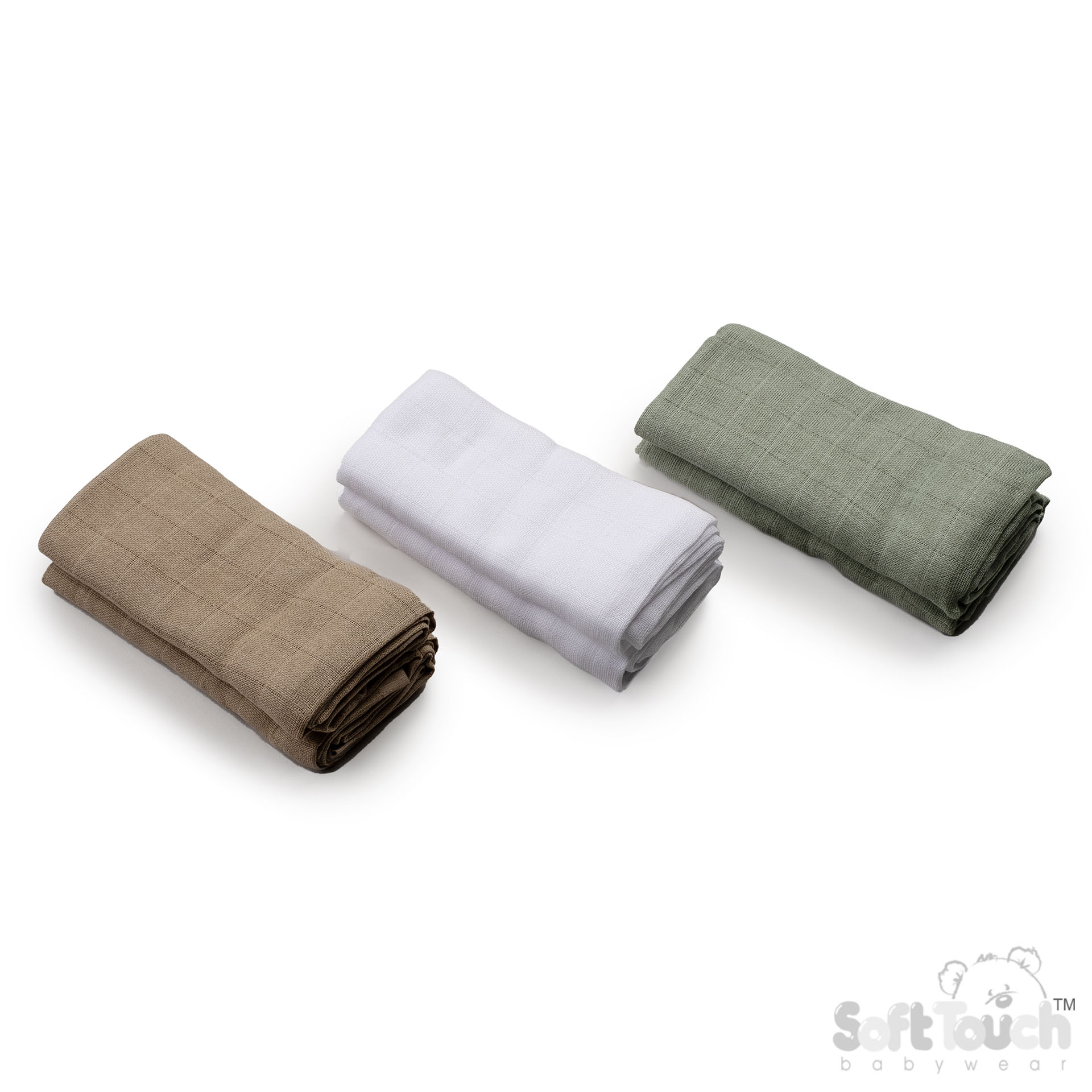 Multicolour 6-Pack Plain Muslin Squares :  MS11-N