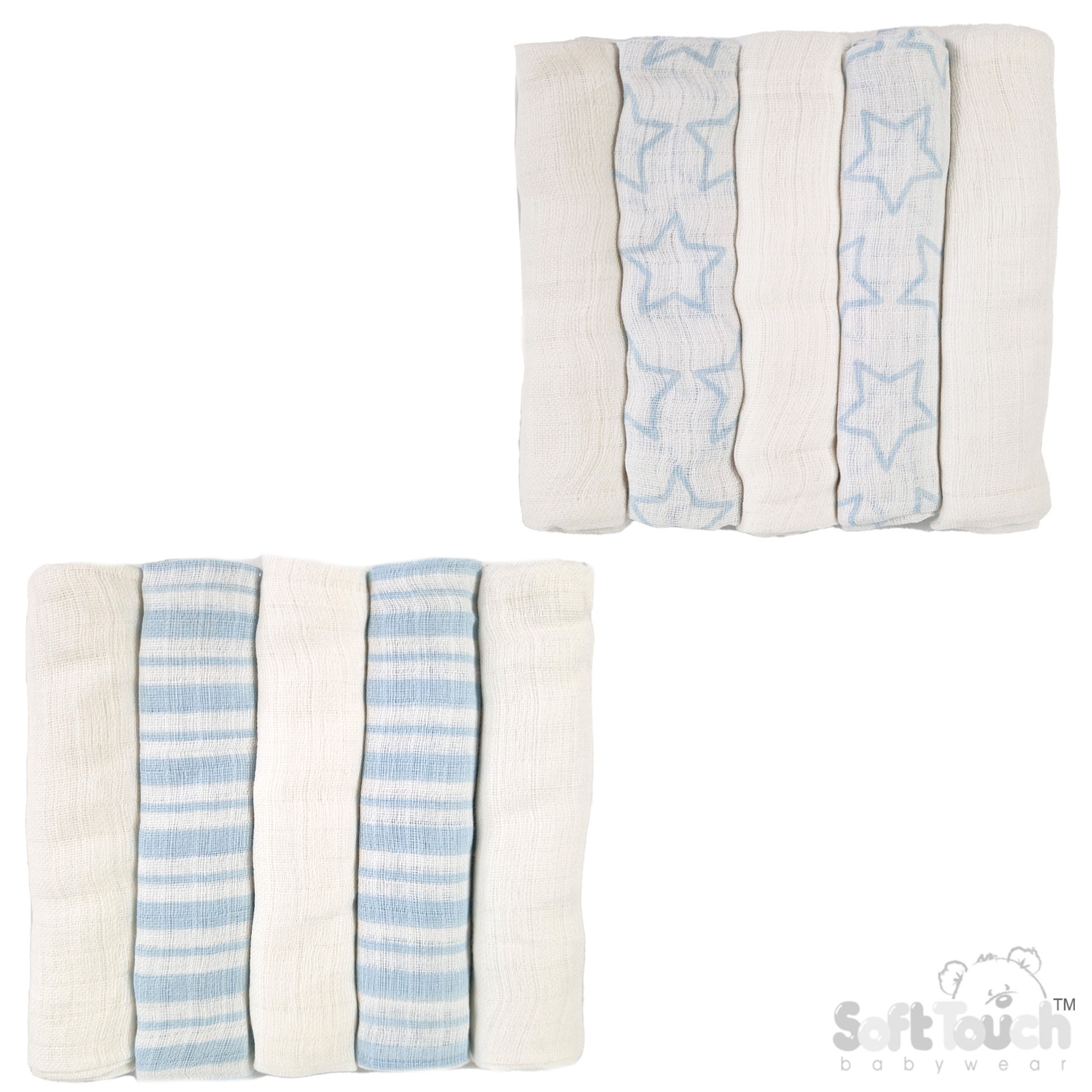 5 Pack Assorted Muslin Squares : MS14-B