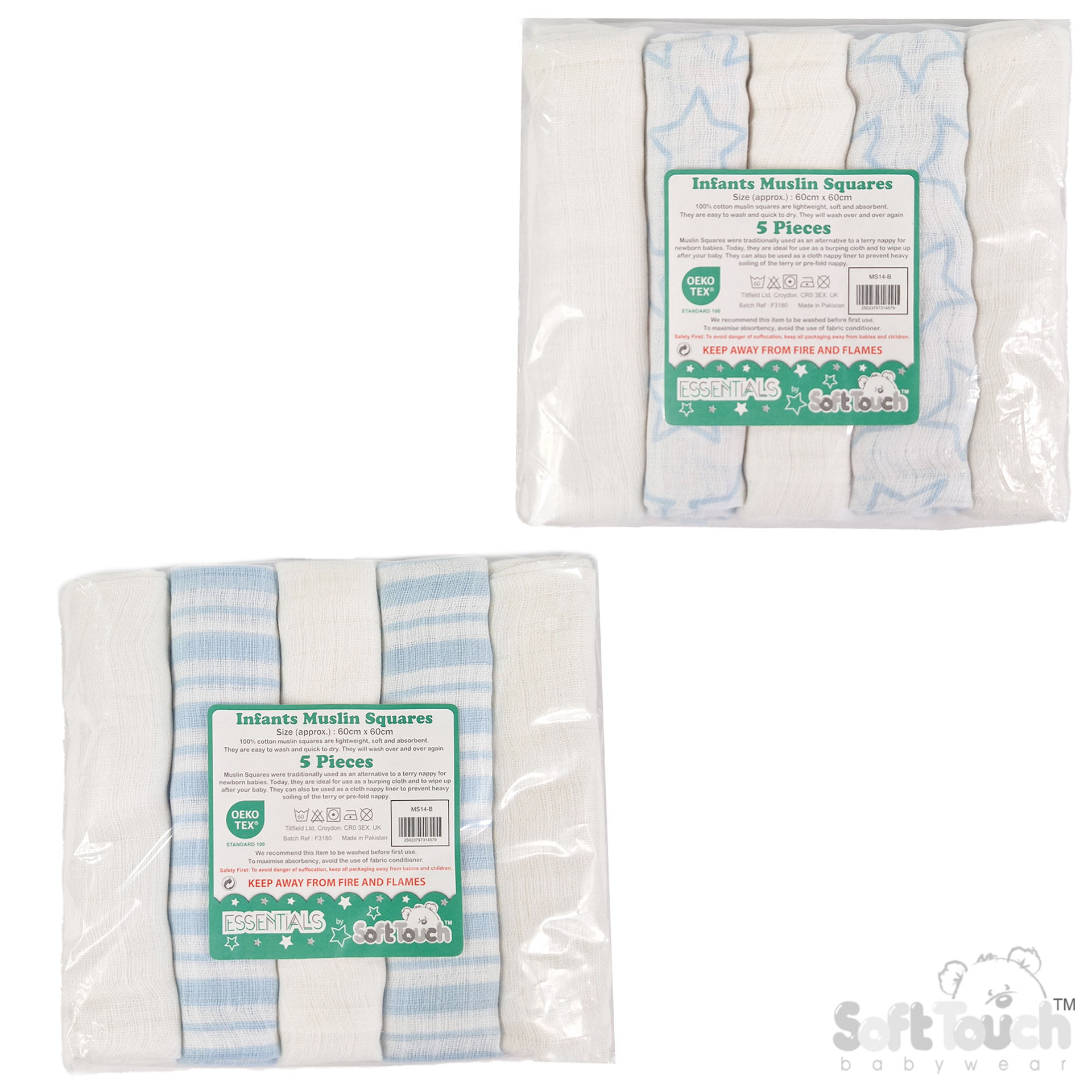 5 Pack Assorted Muslin Squares : MS14-B