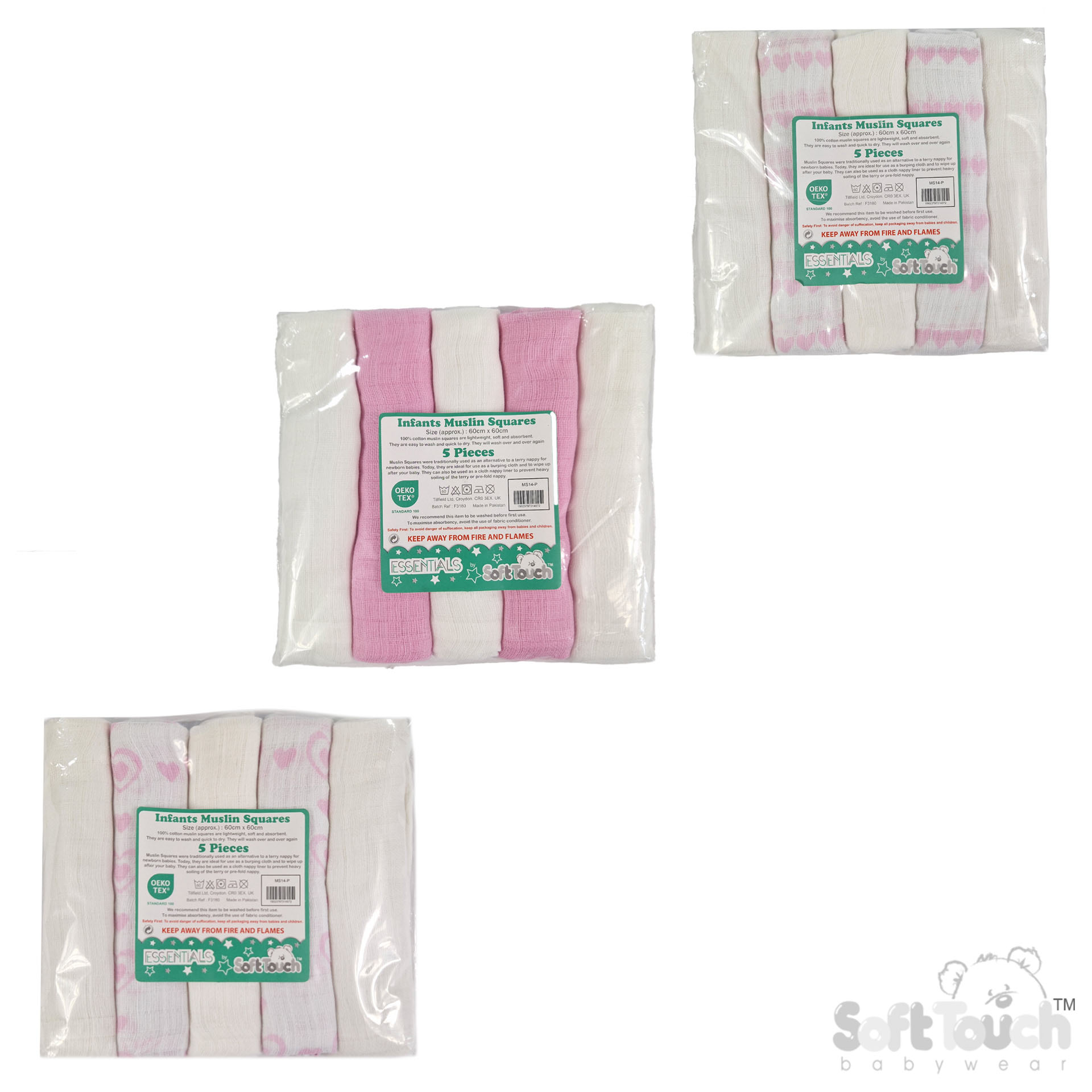 5 Pack Assorted Muslin Squares : MS14-P