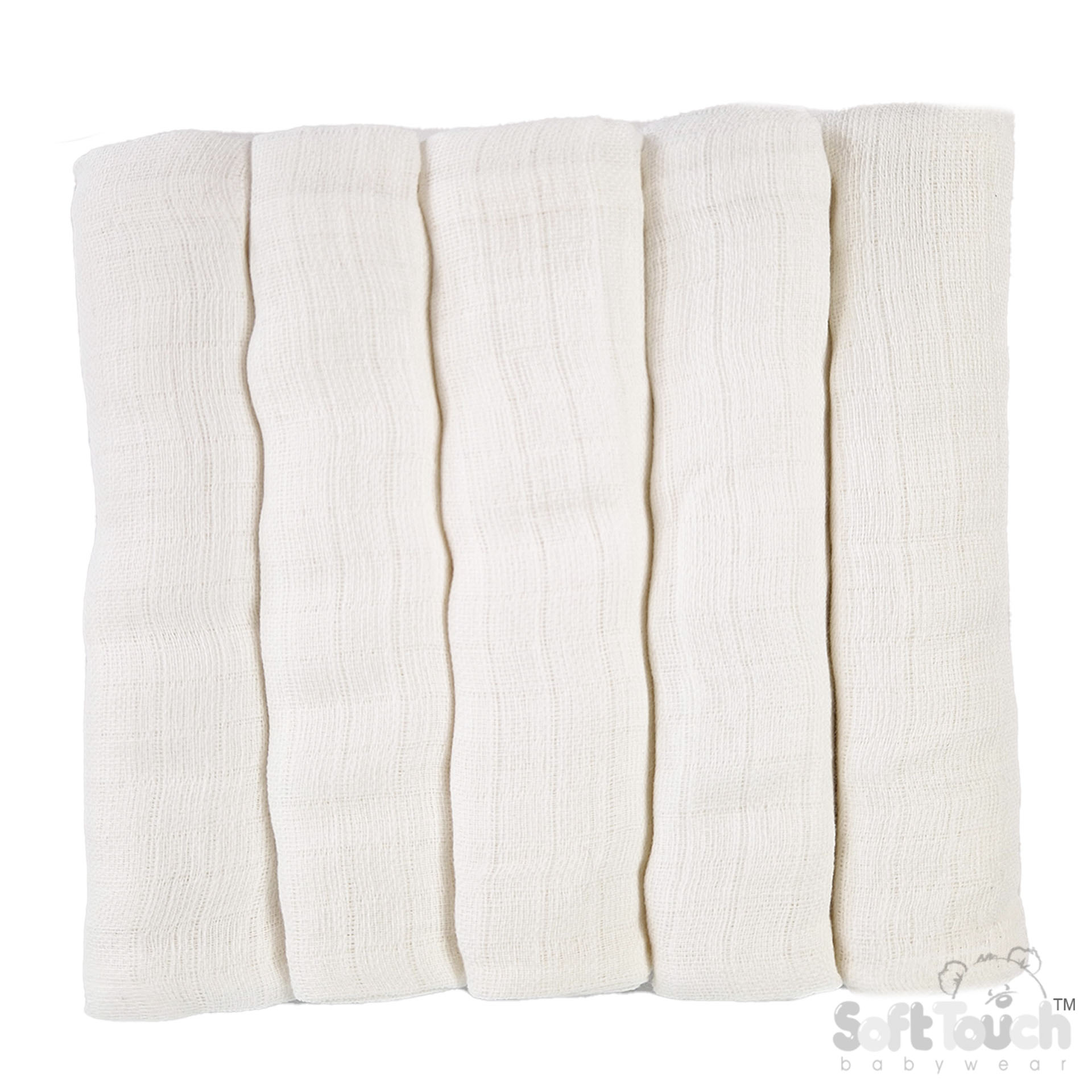 5 Pack White Muslin Squares : MS14-W
