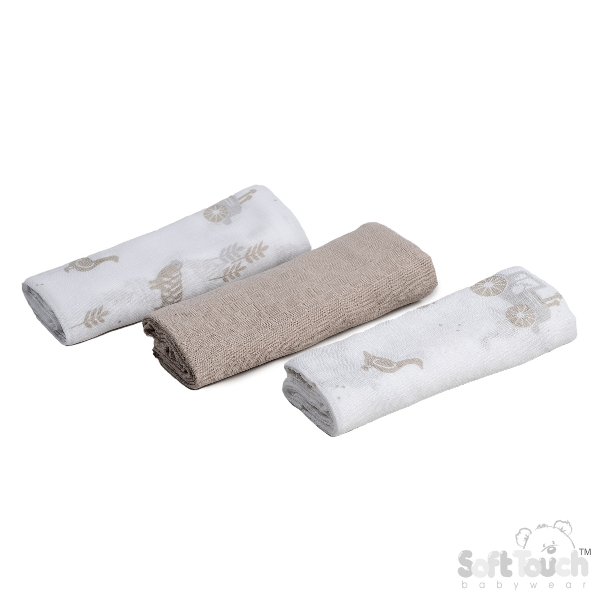 3 Pack Coffee Deluxe Super Soft Muslin Squares No. MS15-COF