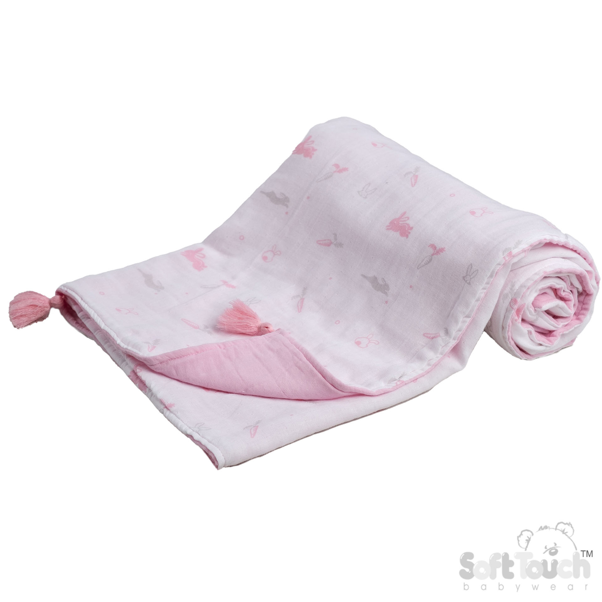 Pink Printed Muslin Wrap & 3 Pack Muslin Square Set No. MS501-P