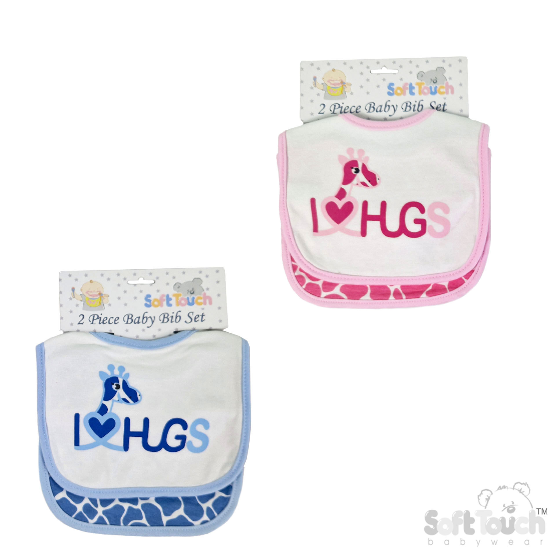 Two Piece I Love Hugs & Giraffe Bib No.P3504