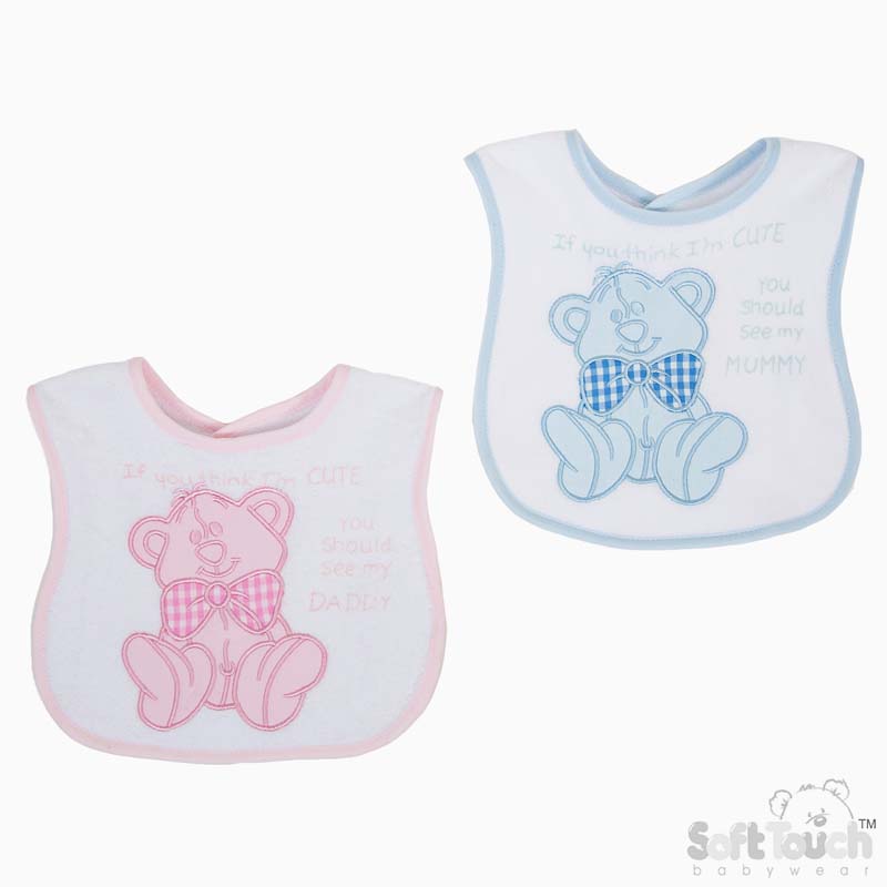 Dbl Terry Emb. Bib..'Cute'..P3575-PP