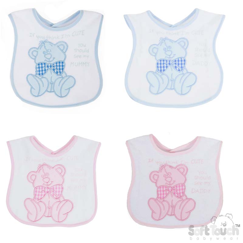 Dbl Terry Emb. Bib..'Cute'..P3575-PP