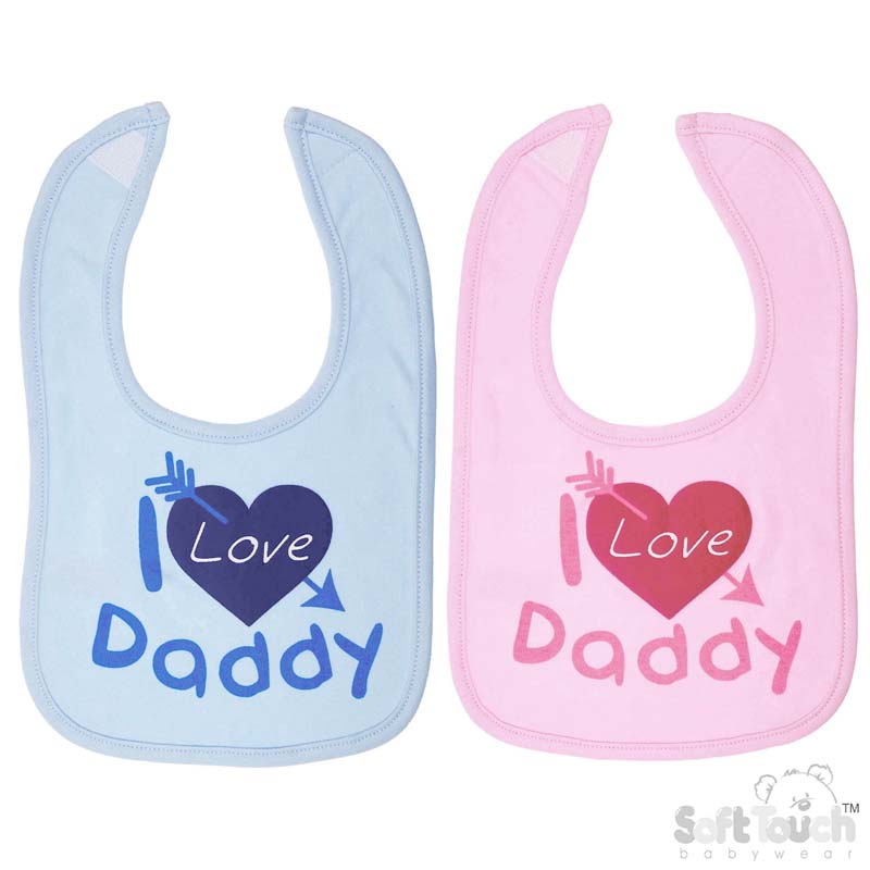 Pink/Blue 'I Love Daddy' Velcro Bib No.  P3606-D