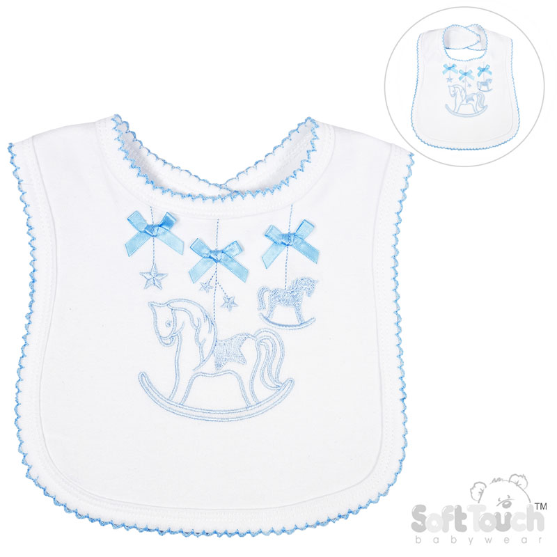 Blue Rocking Horse Velcro Bib : P3617-BP-B