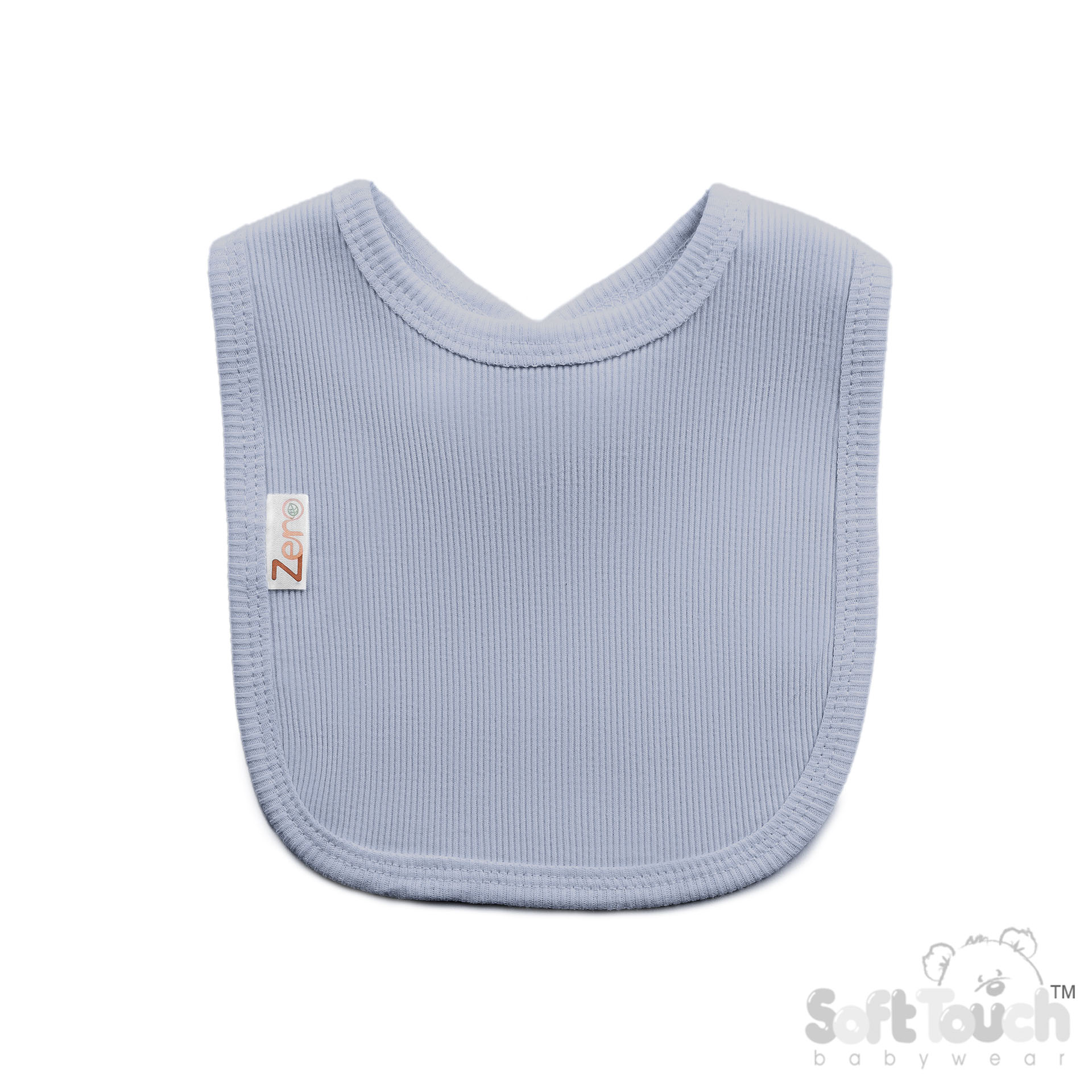 Dusty Blue Ribbed Velcro Bibs No. P4500-DB