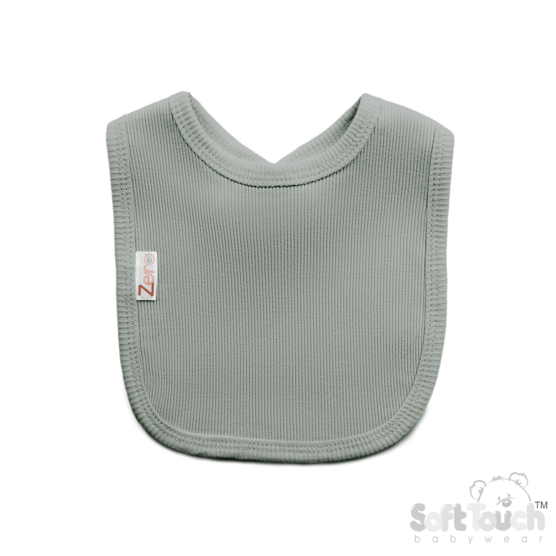 Sage Green Ribbed Velcro Bibs No. P4500-SG