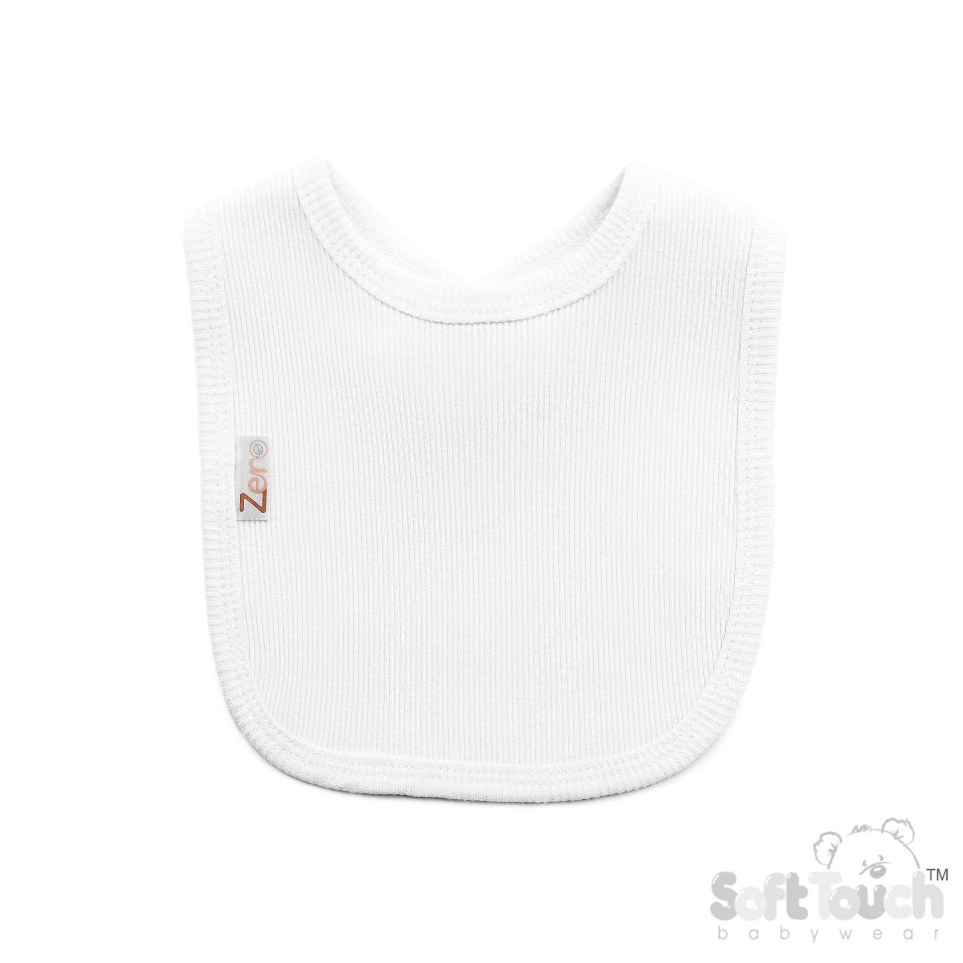White Ribbed Velcro Bibs No. P4500-W