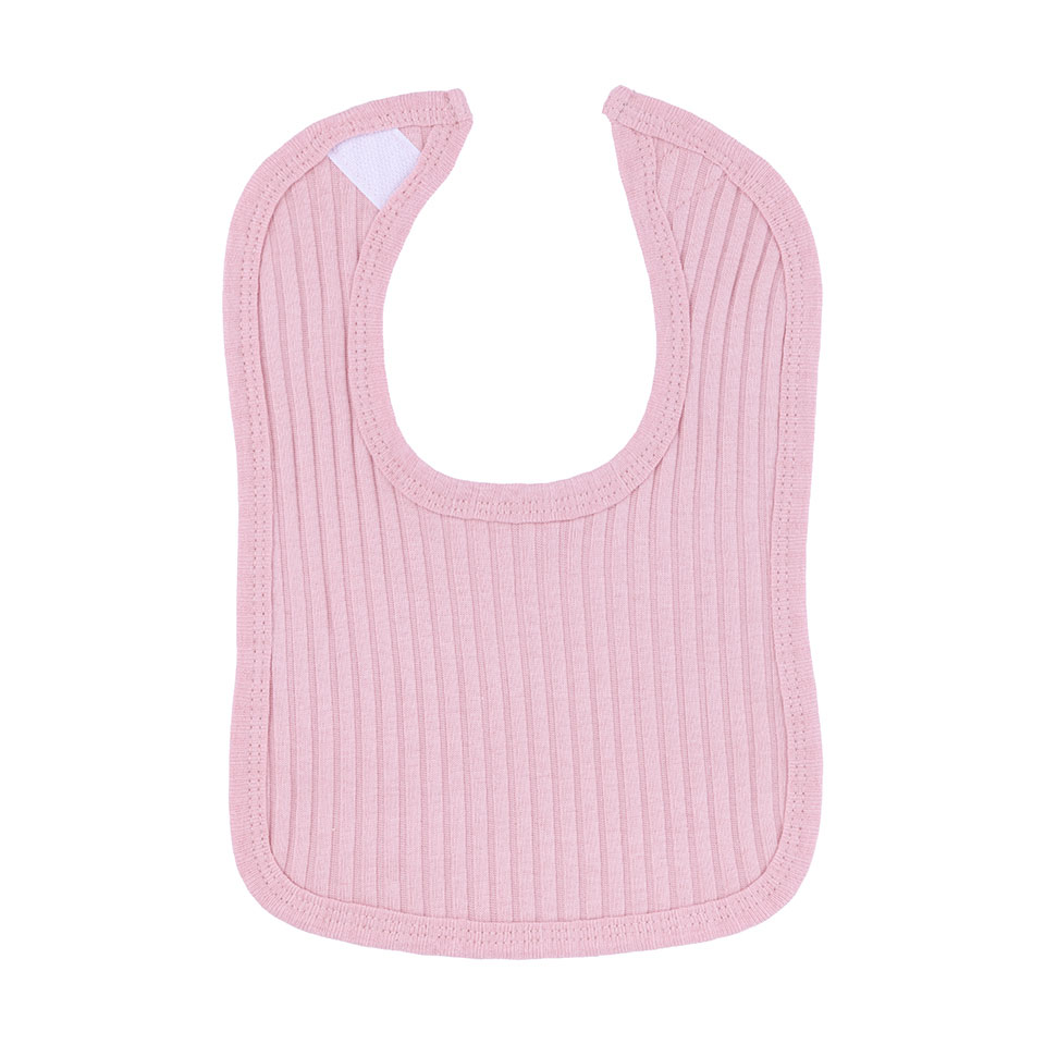Dusty Pink Ribbed Velcro Bibs No. P4600-DP