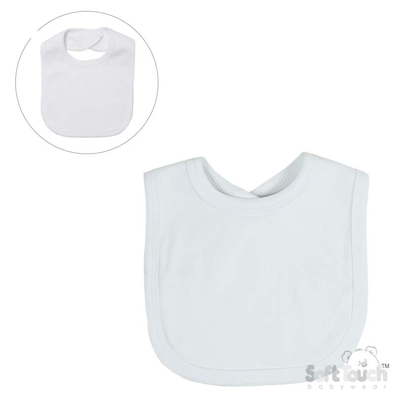 Baby White Velcro Bib No. P4620-W