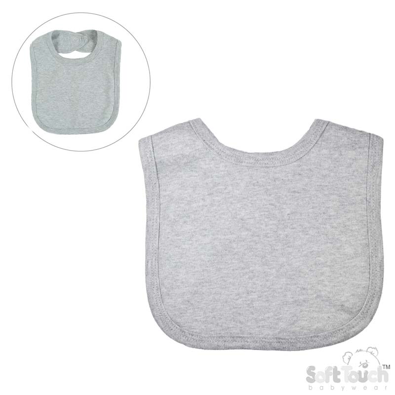 Baby Grey Velcro Bib No. P4627-G